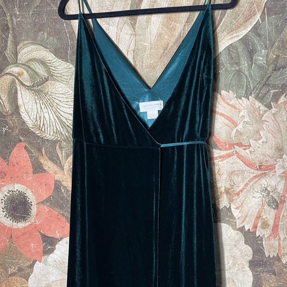 New Bhldn x Jenny Yoo Andi Velvet Wrap Dress Emerald Green - Picture 4 of 6